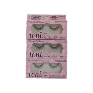 (3 Sets) ioni Natural Lite Wispy 3D Faux Mink Lashes Handmade Reusable Black NEW